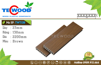 Sàn gỗ nhựa ngoài trời TecWood 138 - Brown